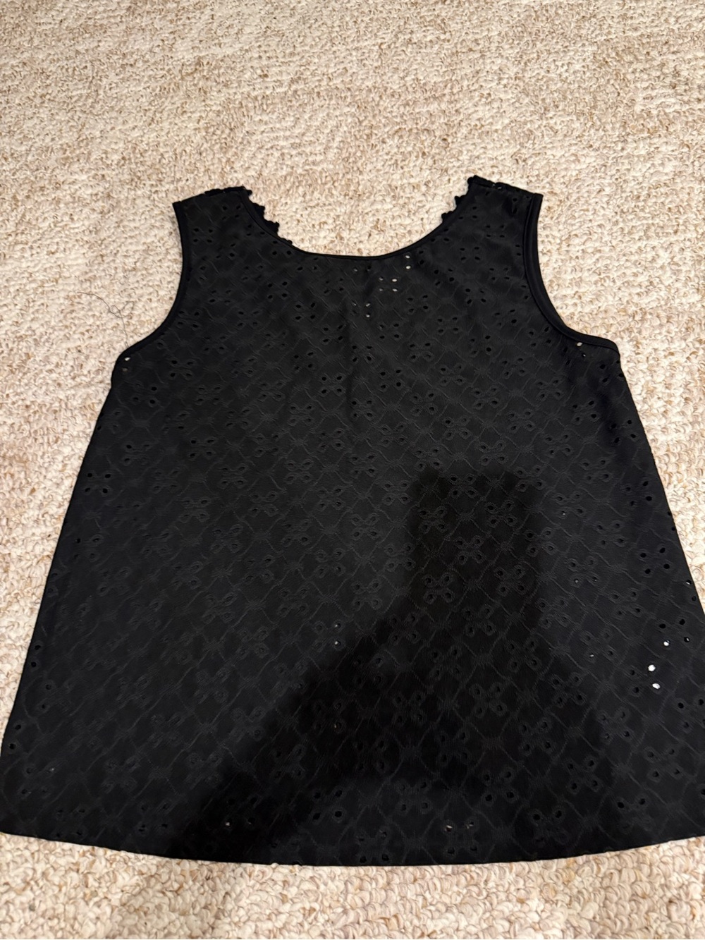SHEIN Black Eyelet Sleeveless Tank Top